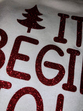 Load image into Gallery viewer, "End Times" Christmas Hoodie - Red Glitz Print