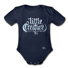 Load image into Gallery viewer, "Li'l Creature" Organic Short Sleeve Baby Bodysuit - dark navy