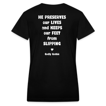 Load image into Gallery viewer, "SlipNot" Women's V-Neck T-Shirt Heart Font - black