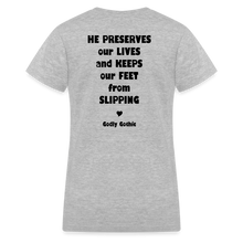 Load image into Gallery viewer, "SlipNot" Women's V-Neck T-Shirt Hearted Black Font - gray