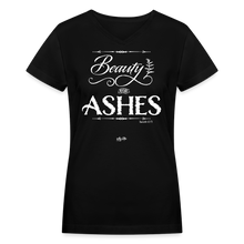 Load image into Gallery viewer, "Beauty for Ashes" Women's V-Neck T-Shirt - black