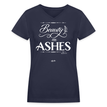 Load image into Gallery viewer, &quot;Beauty for Ashes&quot; Women&#39;s V-Neck T-Shirt - navy
