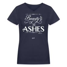 Load image into Gallery viewer, "Beauty for Ashes" Women's V-Neck T-Shirt - navy
