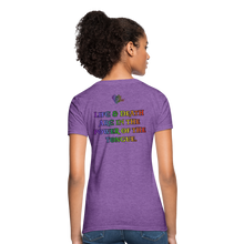 Load image into Gallery viewer, "What Dat Mouf Do" Women's T-Shirt Rainbow Font - purple heather