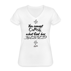 "What God Has Blessed" Women's V-Neck T-Shirt - white