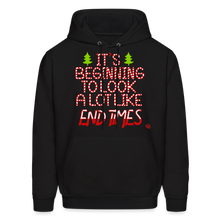 Load image into Gallery viewer, "End Times" Christmas Hoodie - Special Candy Cane Edition - black