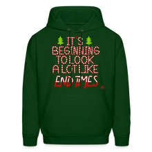 Load image into Gallery viewer, "End Times" Christmas Hoodie - Special Candy Cane Edition - forest green