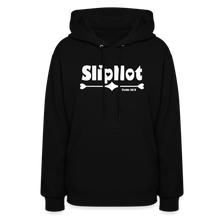 Load image into Gallery viewer, "SlipNot" Women's Hoodie White Hearted Font - black