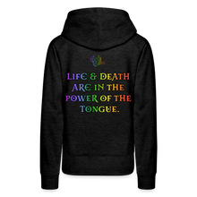 Load image into Gallery viewer, "What Dat Mouf Do" Women’s Premium Hoodie - charcoal grey