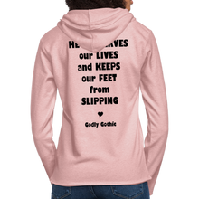 Load image into Gallery viewer, "SlipNot" Unisex Lightweight Terry Hoodie Heart Font - cream heather pink