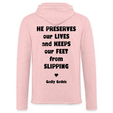 Load image into Gallery viewer, "SlipNot" Unisex Lightweight Terry Hoodie Heart Font - cream heather pink