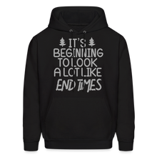 Load image into Gallery viewer, "End Times" Christmas Hoodie - Silver Print - black