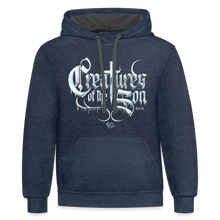 Load image into Gallery viewer, "Creatures" Contrast Hoodie - indigo heather/asphalt