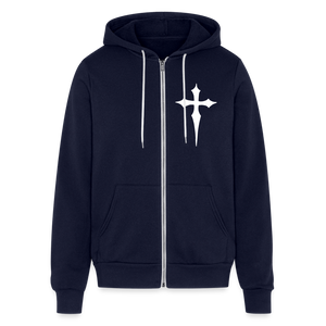 No Weapon Shall Prevail Bella + Canvas Unisex Full Zip Hoodie - navy