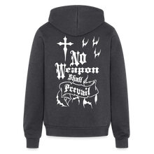 Load image into Gallery viewer, No Weapon Shall Prevail Bella + Canvas Unisex Full Zip Hoodie - charcoal grey