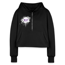 Load image into Gallery viewer, &quot;RIP&quot; Women&#39;s Half Zip Cropped Hoodie - black