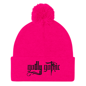 "Godly Gothic" Pom-Pom Beanie