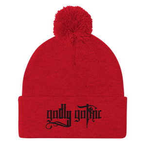 "Godly Gothic" Pom-Pom Beanie