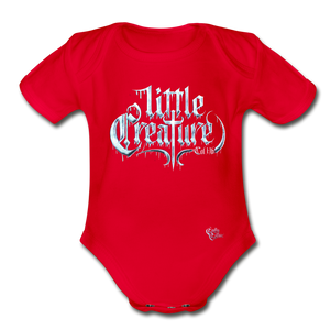 "Li'l Creature" Organic Short Sleeve Baby Bodysuit - red