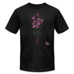 "Lily Among Thorns" Unisex Jersey T-Shirt by Bella + Canvas - black