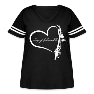 "Love & Jealousy" Women's Curvy Vintage Sport T-Shirt - black/white