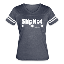 Load image into Gallery viewer, &quot;SlipNot&quot; Women’s Vintage Sport T-Shirt Heart Font - vintage navy/white