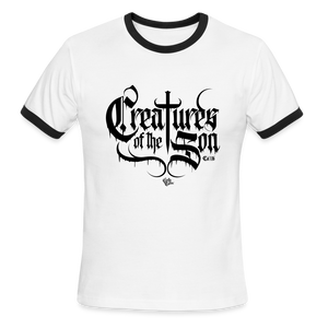 "Creatures" Ringer T-Shirt - white/black