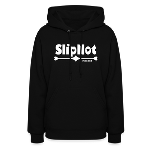 "SlipNot" Women's Hoodie White Hearted Font - black