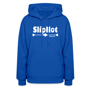 "SlipNot" Women's Hoodie White Hearted Font - royal blue