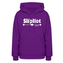 Load image into Gallery viewer, &quot;SlipNot&quot; Women&#39;s Hoodie White Hearted Font - purple