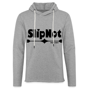 "SlipNot" Unisex Lightweight Terry Hoodie Heart Font - heather gray