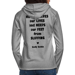 "SlipNot" Unisex Lightweight Terry Hoodie Heart Font - heather gray