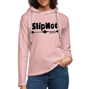 "SlipNot" Unisex Lightweight Terry Hoodie Heart Font - cream heather pink