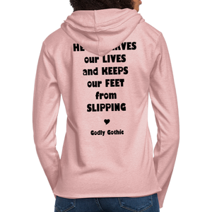 "SlipNot" Unisex Lightweight Terry Hoodie Heart Font - cream heather pink