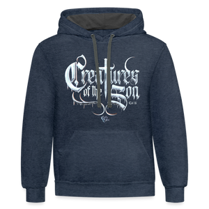 "Creatures" Contrast Hoodie - indigo heather/asphalt