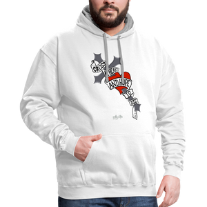 "Cross My Heart" Contrast Hoodie - white/gray