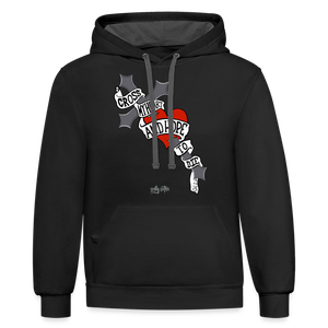 "Cross My Heart" Contrast Hoodie - black/asphalt