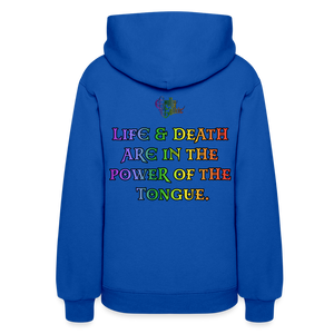 "What Dat Mouf Do" Women’s Hoodie Rainbow Font - royal blue