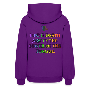 "What Dat Mouf Do" Women’s Hoodie Rainbow Font - purple